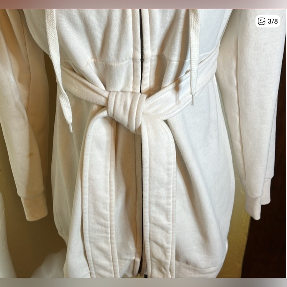 Victoria’s Secret Plush and Lush Women's Cream Hoodie Sweatshirt Jacket Dress S - Picture 2 of 9